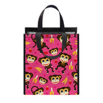 Monkey And Banana Pattern Print Insulated Lunch Tote