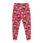 Monkey And Banana Pattern Print Jogger Pants
