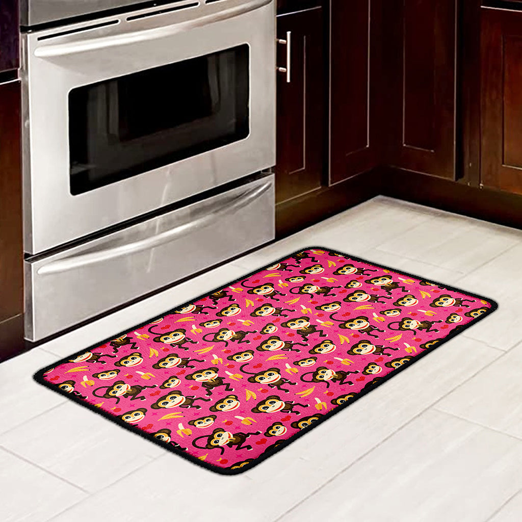 Monkey And Banana Pattern Print Kitchen Mat
