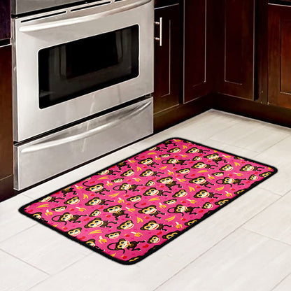 Monkey And Banana Pattern Print Kitchen Mat