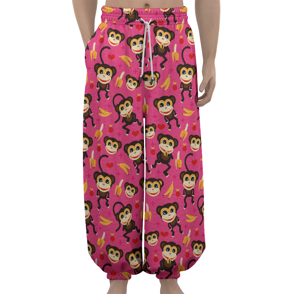 Monkey And Banana Pattern Print Lantern Pants