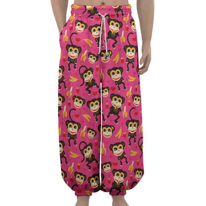 Monkey And Banana Pattern Print Lantern Pants