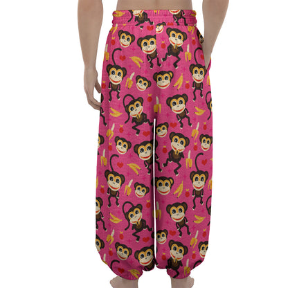Monkey And Banana Pattern Print Lantern Pants