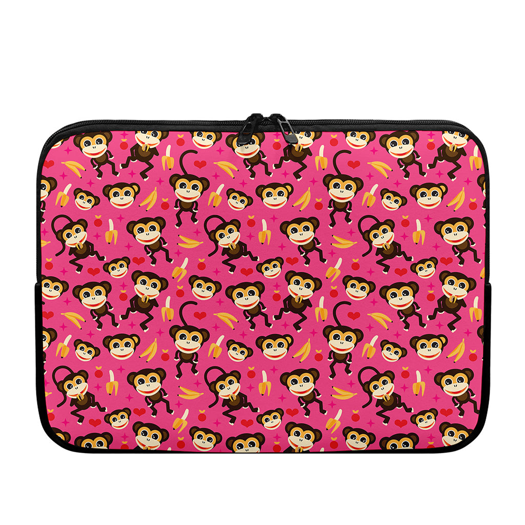 Monkey And Banana Pattern Print Laptop Sleeve