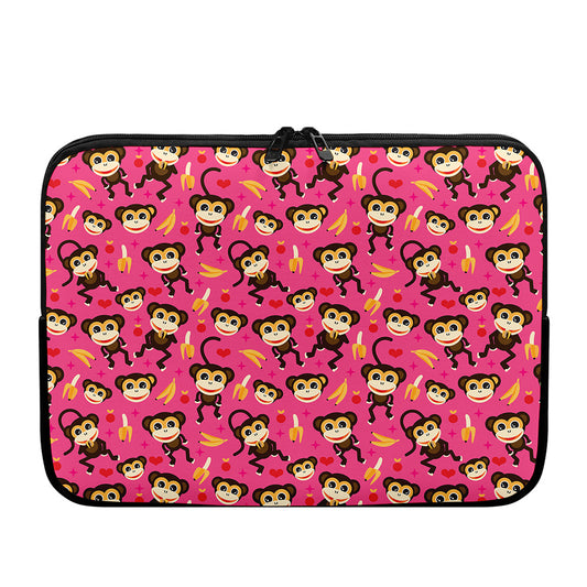 Monkey And Banana Pattern Print Laptop Sleeve