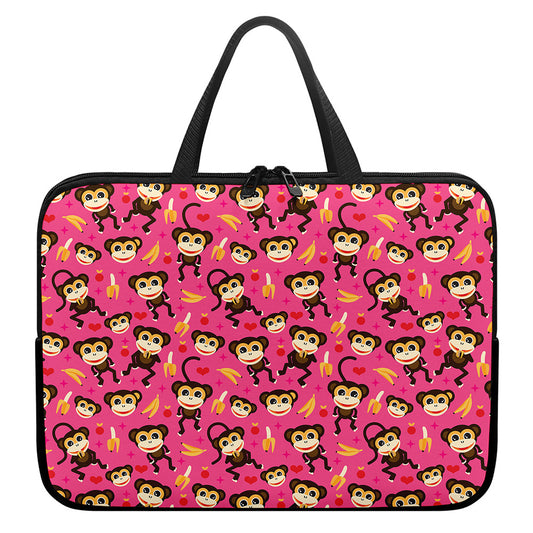 Monkey And Banana Pattern Print Laptop Sleeve With Handle