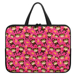 Monkey And Banana Pattern Print Laptop Sleeve With Handle