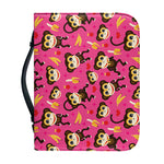 Monkey And Banana Pattern Print Leather Bible Cover