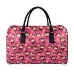 Monkey And Banana Pattern Print Leather Duffle Bag