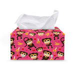 Monkey And Banana Pattern Print Leather Tissue Box Cover