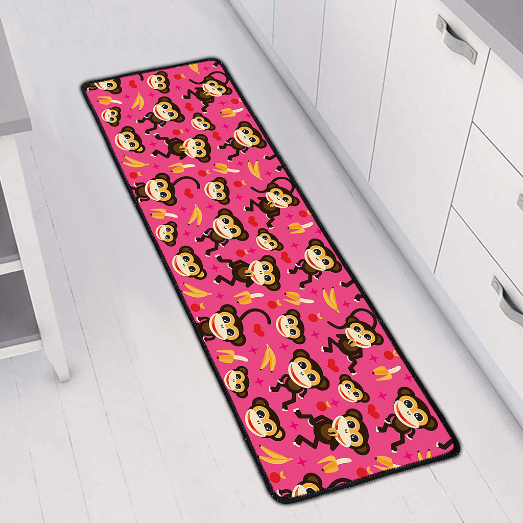 Monkey And Banana Pattern Print Long Kitchen Mat