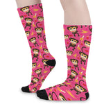 Monkey And Banana Pattern Print Long Socks