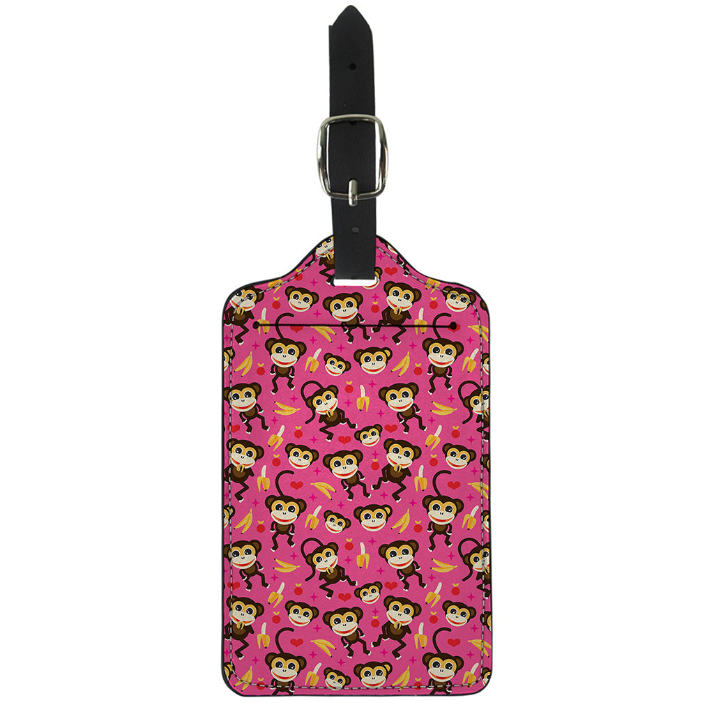 Monkey And Banana Pattern Print Luggage Tag