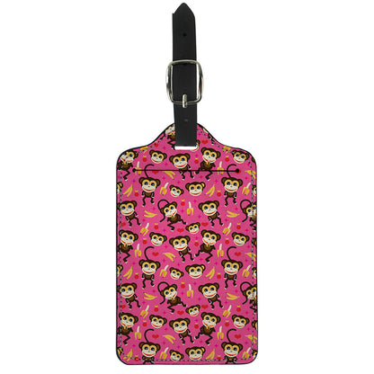 Monkey And Banana Pattern Print Luggage Tag