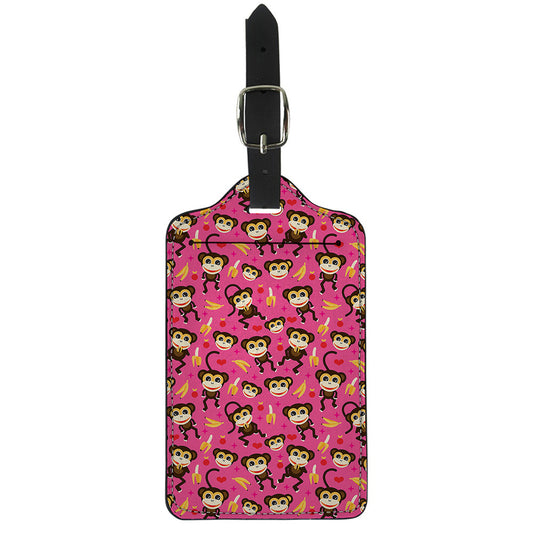 Monkey And Banana Pattern Print Luggage Tag