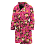 Monkey And Banana Pattern Print Men's Bathrobe