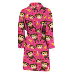 Monkey And Banana Pattern Print Men's Bathrobe