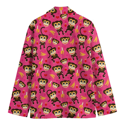 Monkey And Banana Pattern Print Men's Blazer