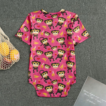 Monkey And Banana Pattern Print Men's Bodysuit