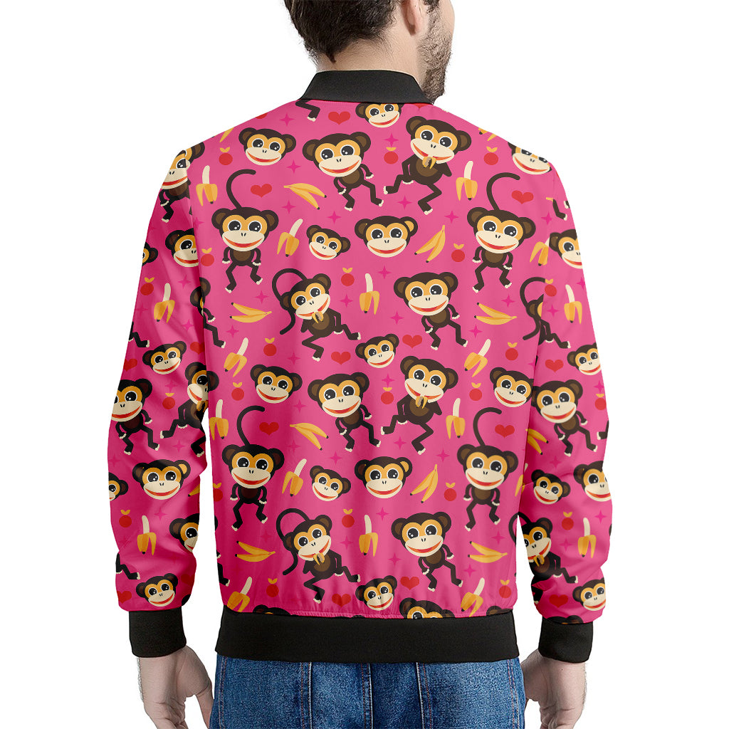 Monkey And Banana Pattern Print Men's Bomber Jacket