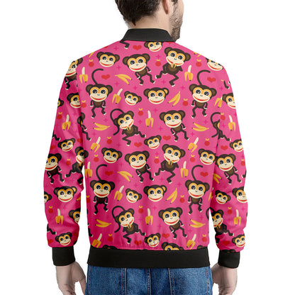 Monkey And Banana Pattern Print Men's Bomber Jacket