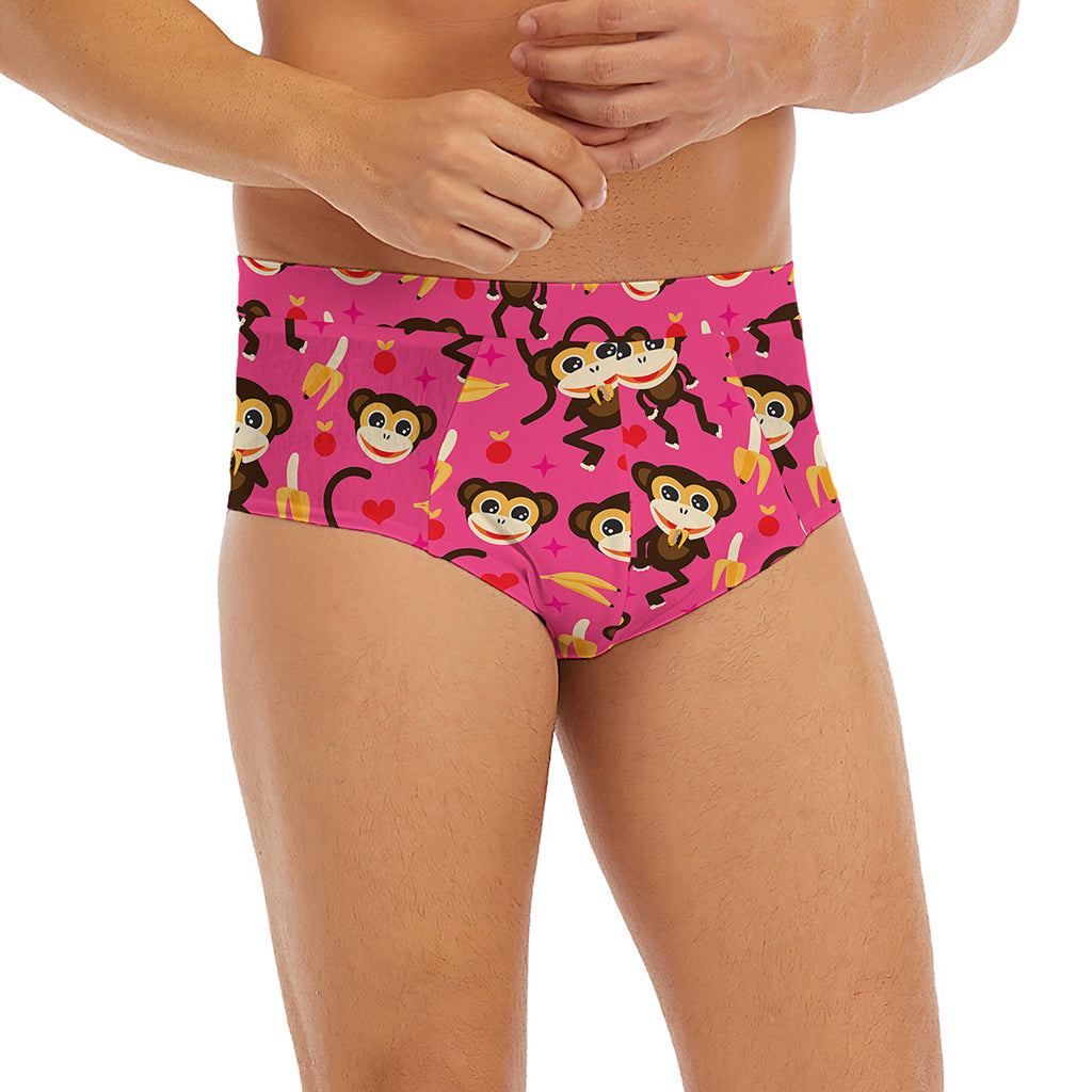 Monkey And Banana Pattern Print Men's Briefs