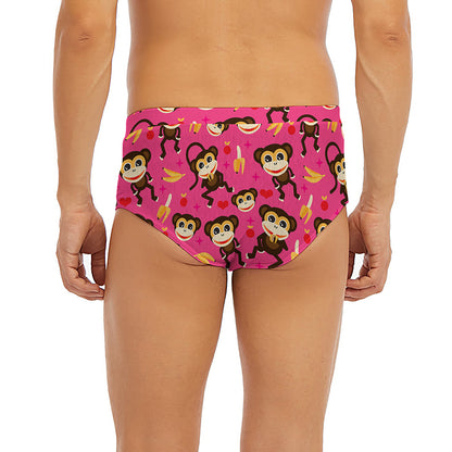 Monkey And Banana Pattern Print Men's Briefs