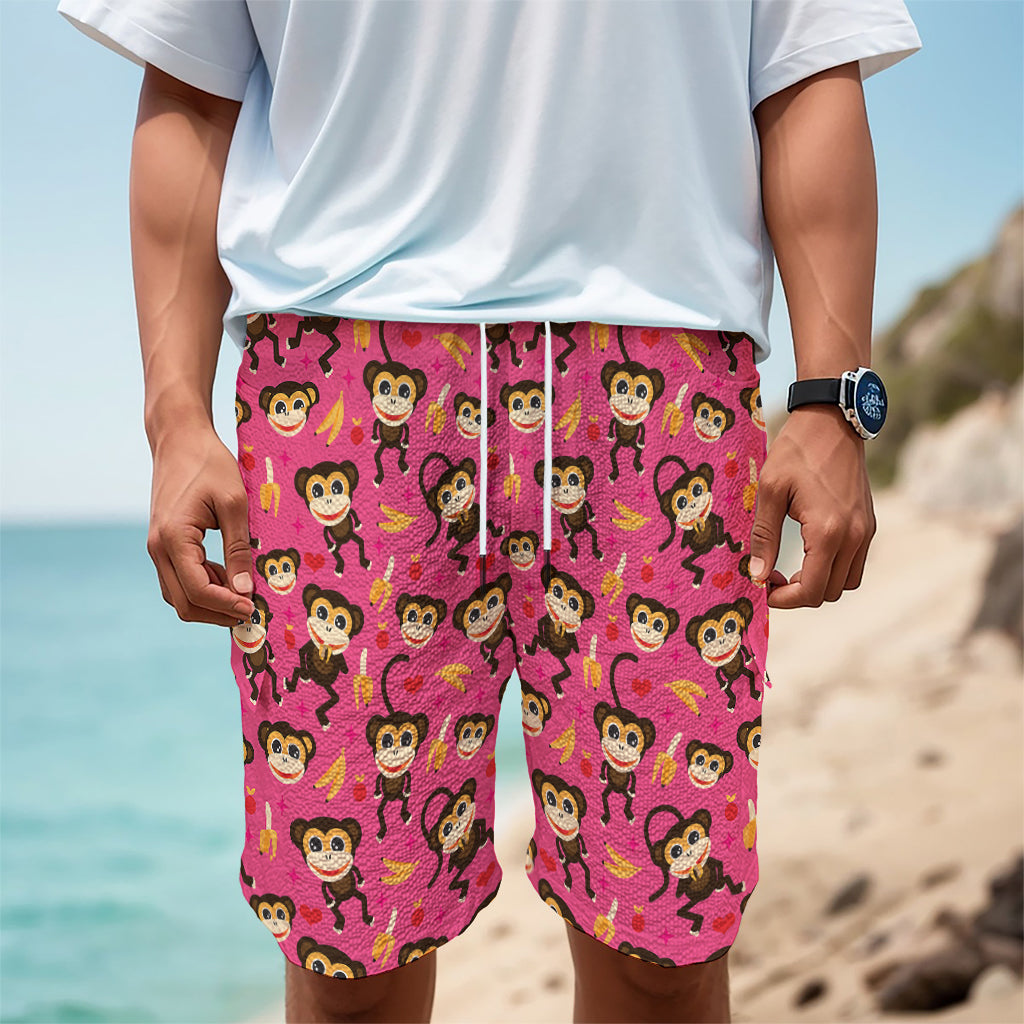 Monkey And Banana Pattern Print Men's Cargo Shorts