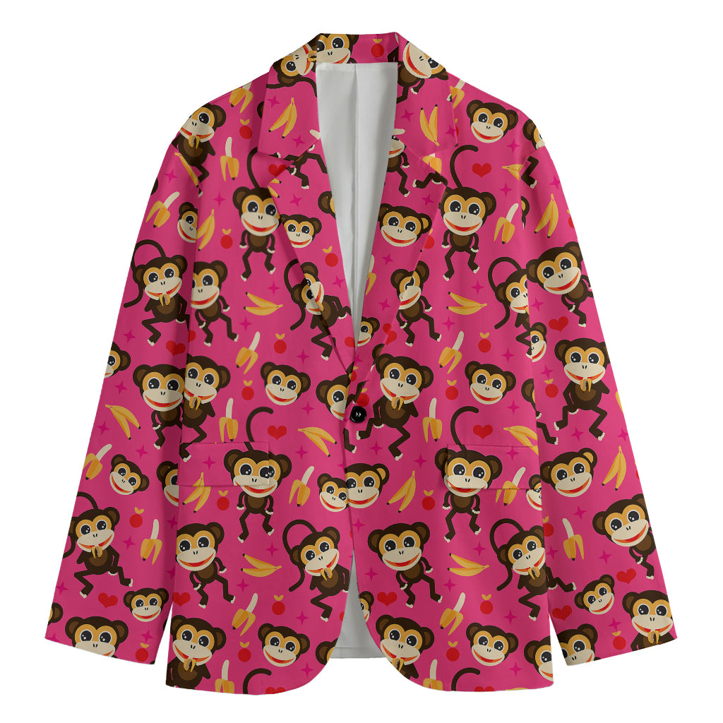 Monkey And Banana Pattern Print Men's Cotton Blazer