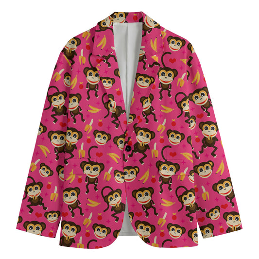 Monkey And Banana Pattern Print Men's Cotton Blazer