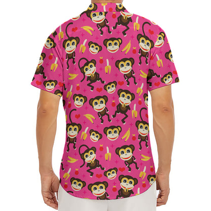 Monkey And Banana Pattern Print Men's Deep V-Neck Shirt