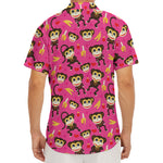Monkey And Banana Pattern Print Men's Deep V-Neck Shirt