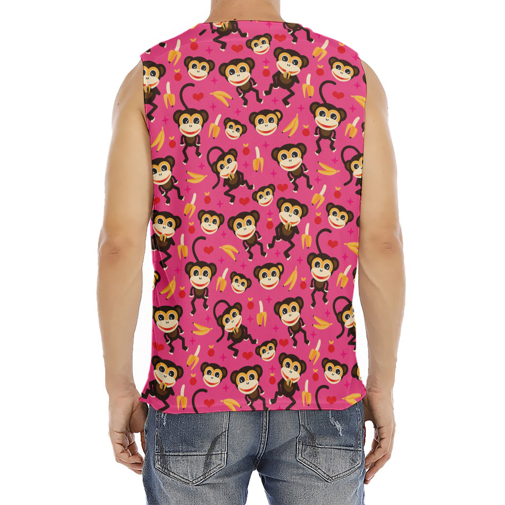 Monkey And Banana Pattern Print Men's Fitness Tank Top