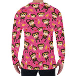Monkey And Banana Pattern Print Men's Long Sleeve T-Shirt