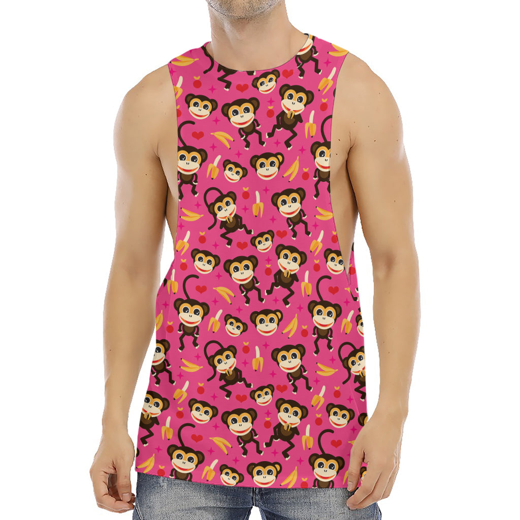 Monkey And Banana Pattern Print Men's Muscle Tank Top