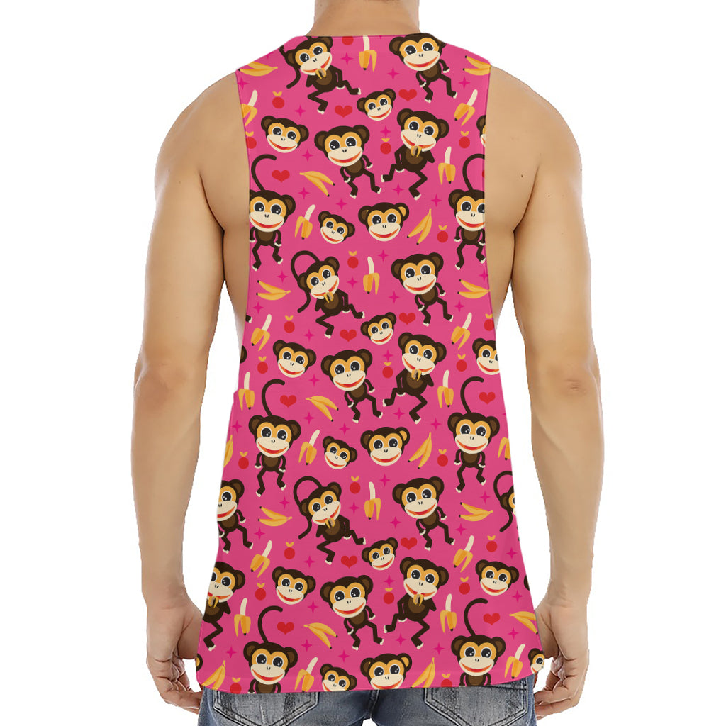 Monkey And Banana Pattern Print Men's Muscle Tank Top