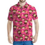Monkey And Banana Pattern Print Men's Polo Shirt
