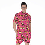 Monkey And Banana Pattern Print Men's Rompers
