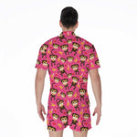 Monkey And Banana Pattern Print Men's Rompers