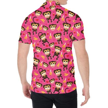 Monkey And Banana Pattern Print Men's Shirt