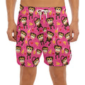 Monkey And Banana Pattern Print Men's Split Running Shorts