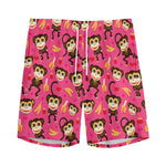Monkey And Banana Pattern Print Men's Sports Shorts