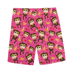 Monkey And Banana Pattern Print Men's Sports Shorts