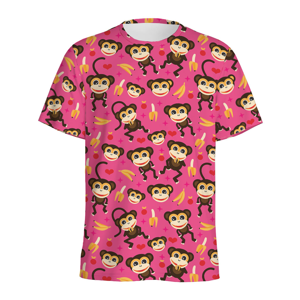 Monkey And Banana Pattern Print Men's Sports T-Shirt