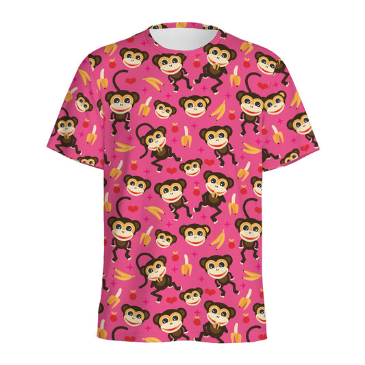 Monkey And Banana Pattern Print Men's Sports T-Shirt