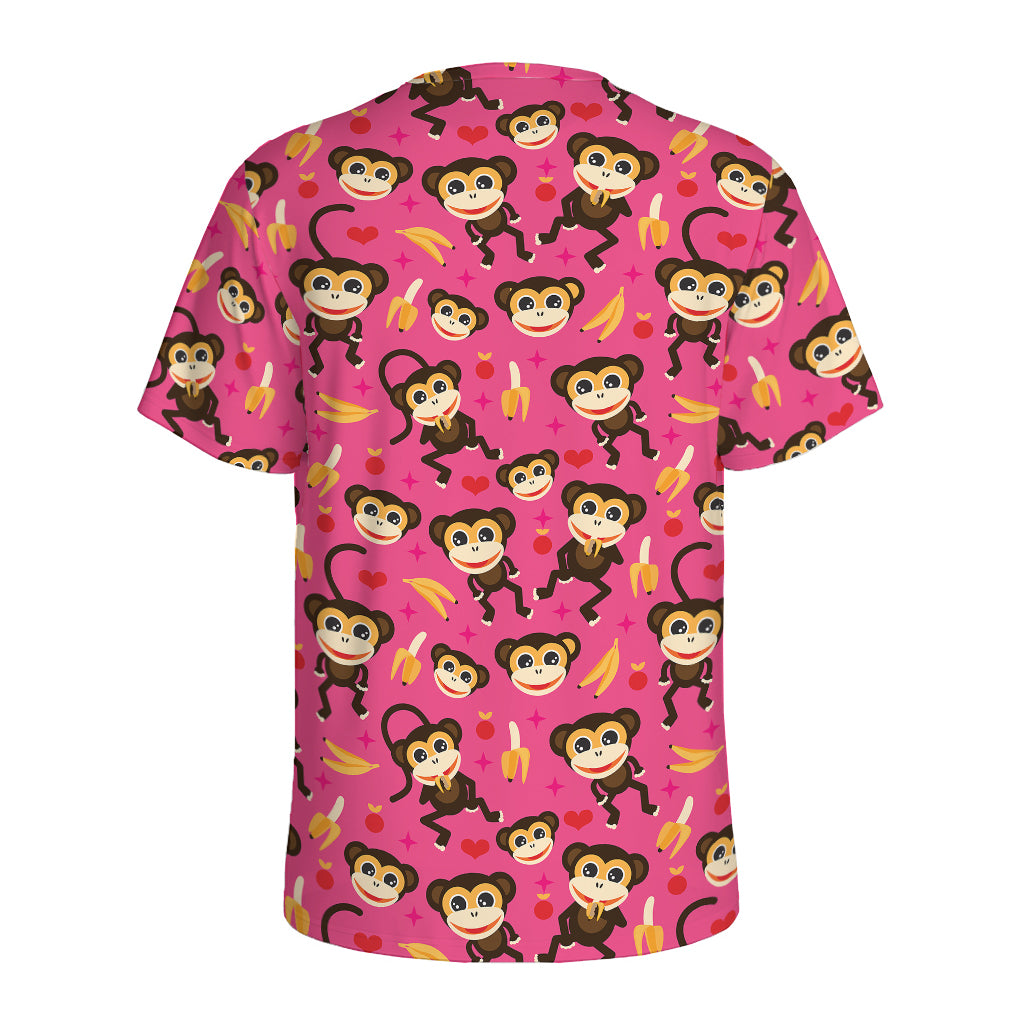 Monkey And Banana Pattern Print Men's Sports T-Shirt