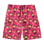 Monkey And Banana Pattern Print Men's Swim Trunks