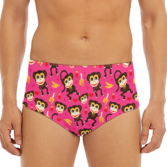 Monkey And Banana Pattern Print Men's Triangle Swim Briefs