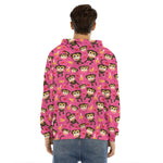 Monkey And Banana Pattern Print Men's Velvet Pullover Hoodie