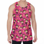 Monkey And Banana Pattern Print Men's Velvet Tank Top